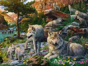 obrázok puzzlí Puzzle 1500 Jarní vlci