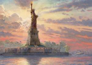 obrázok puzzlí Puzzle 1000 Statue of Liberty in the twilight, Glow in the D